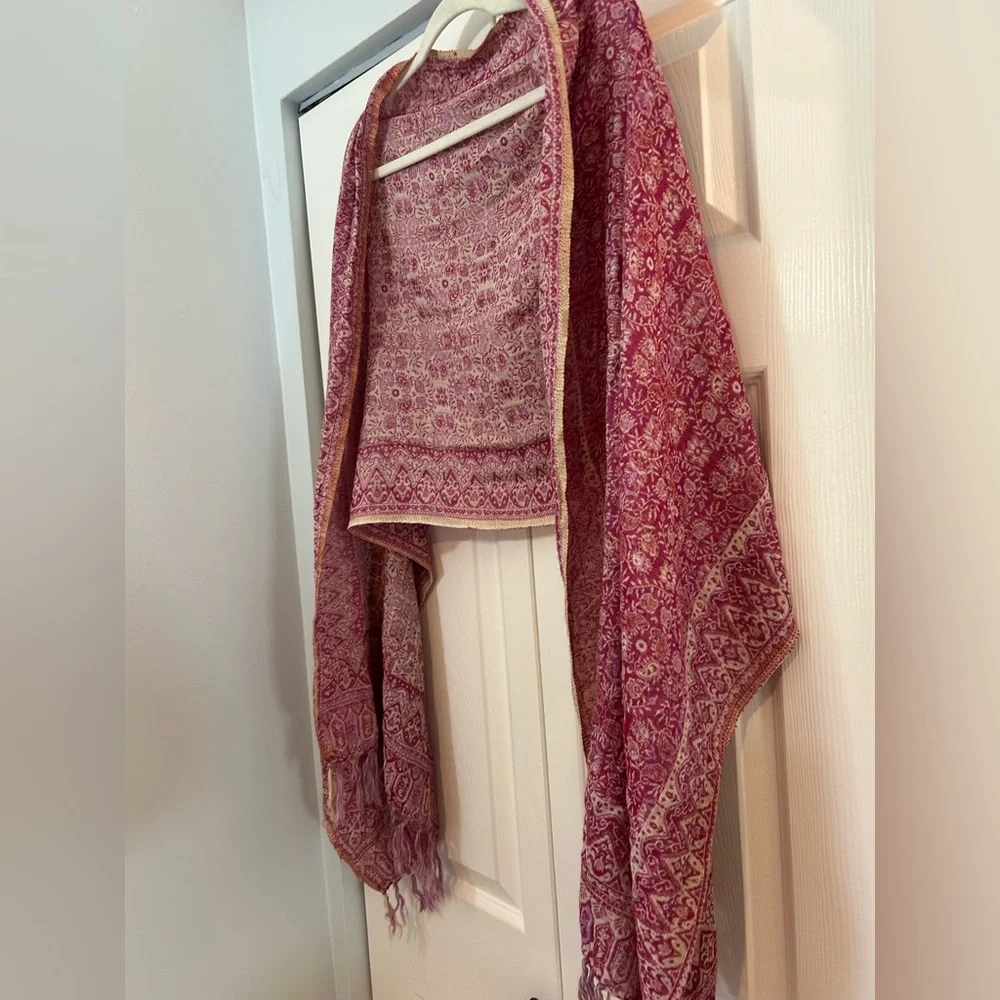 Boho Paisley Shawl Wrap Fringe Lightweight Scarf Festival Oversized